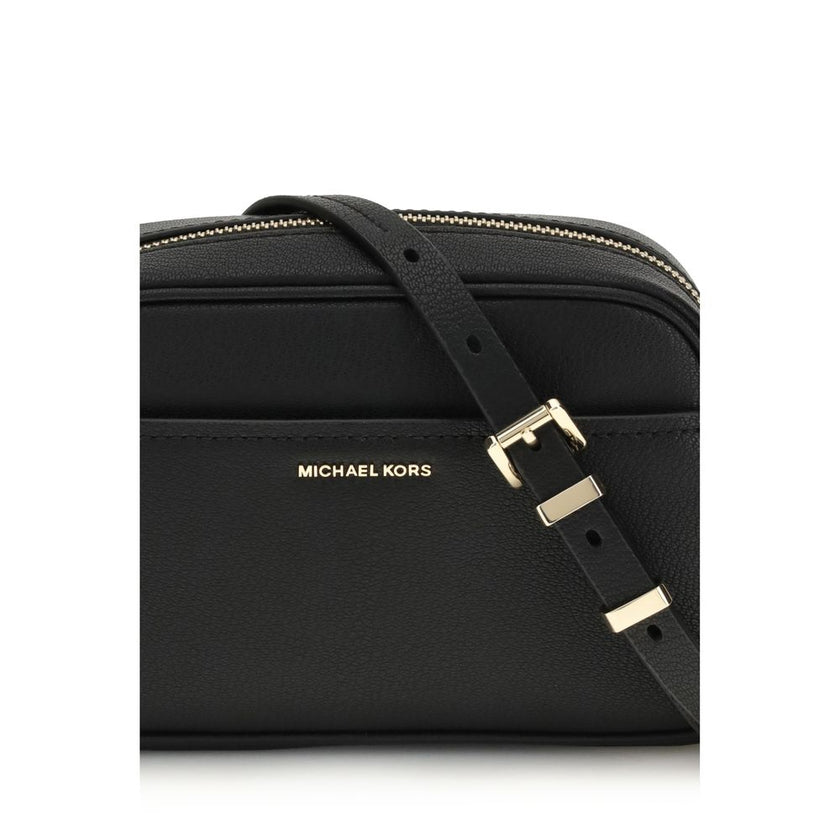 Black Calf Leather Bos Taurus Shoulder BagThe Jet Set Bag by Michael Kors features a functional and elegant design, with a convenient open front pocket and a secure zip closure. The shoulder strap is removable and adjustable, with gold-tone metal details