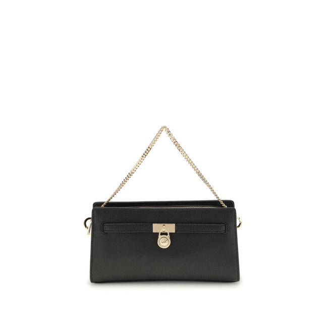 Black Calf Leather Bos Taurus Shoulder BagThe Hamilton Shoulder Bag by Michael Kors combines style and sophistication in a reimagined iconic design, featuring a leather finish, sparkling padlock, and chain detail. The removable shoulder strap makes it per