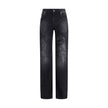 Black Cotton Relaxed Fit JeansThe Cotton Denim Jeans feature a faded, worn-in look with a slightly crinkled finish. With a mid-rise waist, hidden zip fly, five belt loops, and five pockets, they combine casual style and practicality in a versatile piece.