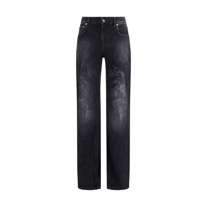 Black Cotton Relaxed Fit JeansThe Cotton Denim Jeans feature a faded, worn-in look with a slightly crinkled finish. With a mid-rise waist, hidden zip fly, five belt loops, and five pockets, they combine casual style and practicality in a versatile piece.