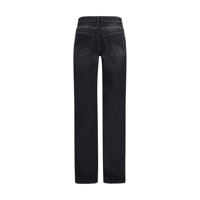 Black Cotton Relaxed Fit JeansThe Cotton Denim Jeans feature a faded, worn-in look with a slightly crinkled finish. With a mid-rise waist, hidden zip fly, five belt loops, and five pockets, they combine casual style and practicality in a versatile piece.