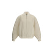White Wool BomberThe Jacquemus Le Blouson Pilu jacket in white alpaca wool features a round neckline, front zip closure, and raglan long sleeves. Finished with ribbed wool edges, it combines comfort and sophisticated design in a contemporary piece Season: