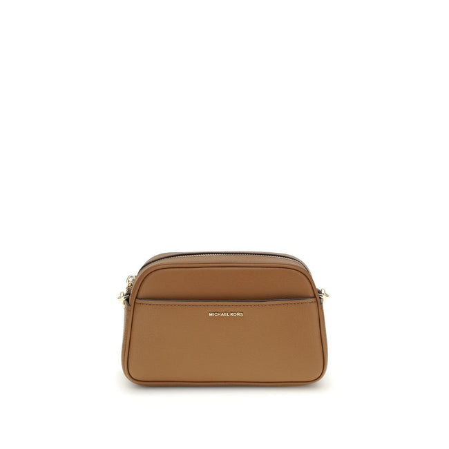 Brown Calf Leather Bos Taurus Shoulder BagThe Jet Set Bag by Michael Kors features a functional and elegant design, with a convenient open front pocket and a secure zip closure. The shoulder strap is removable and adjustable, with gold-tone metal details