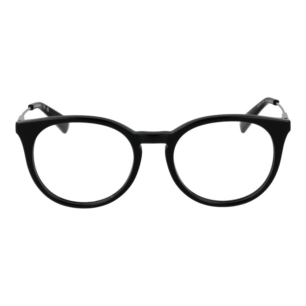 Black Synthetic Frame Glasses with Round Full-Rim Design