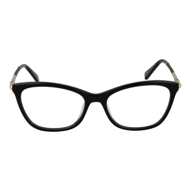 Black Plastic Glasses (Frames)Gender Women Main color Black Frame color Black Rim Style Full-Rim Lenses Color Demo glasses Lenses Material Plastic Lenses Effect No Extra Lenses width 52 Size 52-16-135 Lenses Height 37 Bridge width 16 Frame width 135 Templ