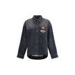 Black Denim ShirtThe Kenzo x Futura 2000 Japanese stone bleach wash denim shirt features a classic collar, single-breasted closure, button cuffs, and Futura 2000 Boke Flower embroidery on the chest, complemented by a logo label on the back. Season: AW25 F