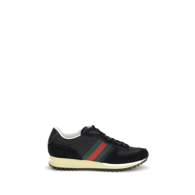 Black Polyamide Athletic SneakersThe Nora Sneakers by Gucci combine sporty heritage and contemporary style. Crafted from black Original GG canvas with suede trim and GG nylon inserts, they feature the iconic green and red Web stripe on the sides. The rubb