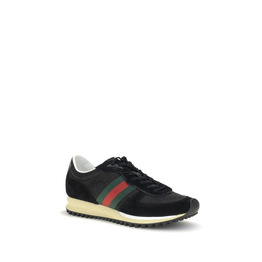 Black Polyamide Athletic SneakersThe Nora Sneakers by Gucci combine sporty heritage and contemporary style. Crafted from black Original GG canvas with suede trim and GG nylon inserts, they feature the iconic green and red Web stripe on the sides. The rubb