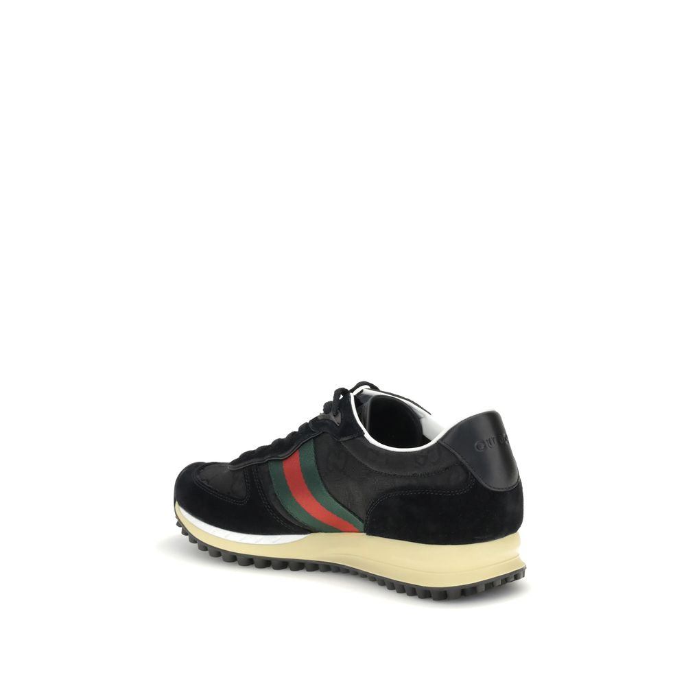 Black Polyamide Athletic SneakersThe Nora Sneakers by Gucci combine sporty heritage and contemporary style. Crafted from black Original GG canvas with suede trim and GG nylon inserts, they feature the iconic green and red Web stripe on the sides. The rubb