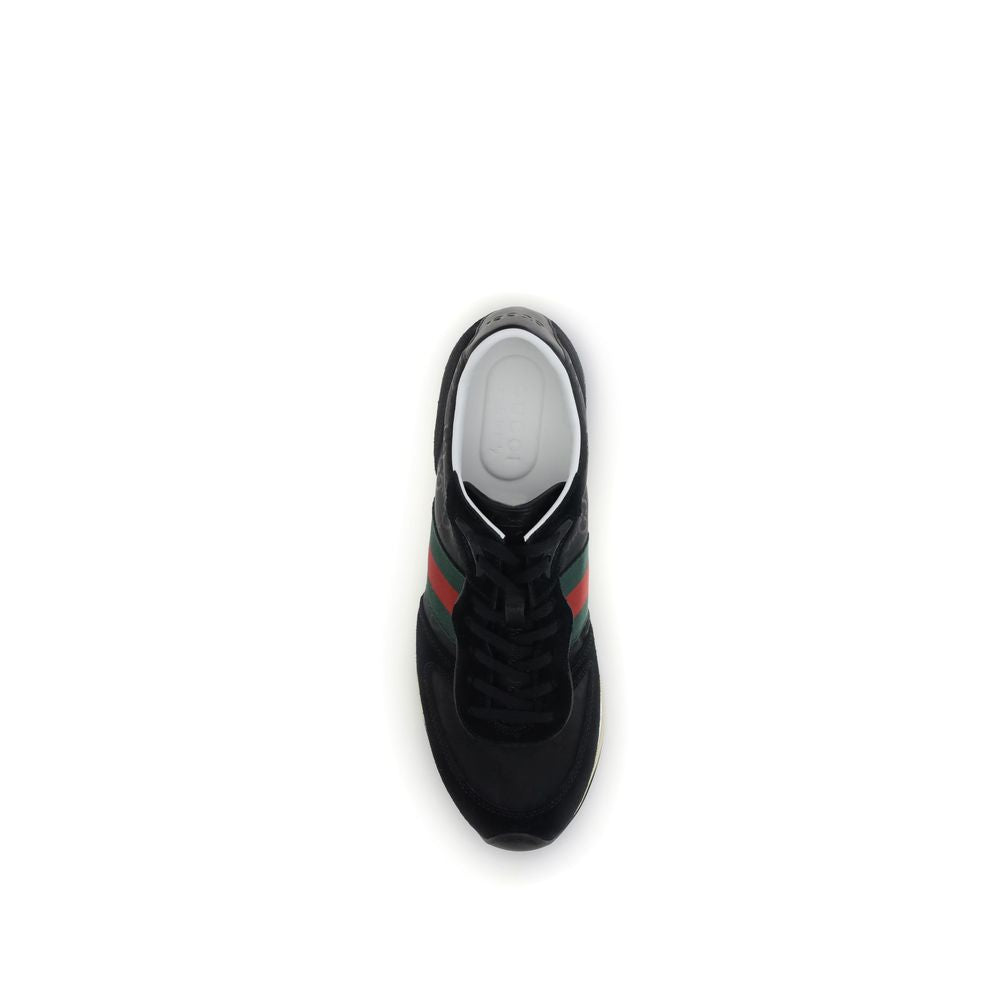 Black Polyamide Athletic SneakersThe Nora Sneakers by Gucci combine sporty heritage and contemporary style. Crafted from black Original GG canvas with suede trim and GG nylon inserts, they feature the iconic green and red Web stripe on the sides. The rubb