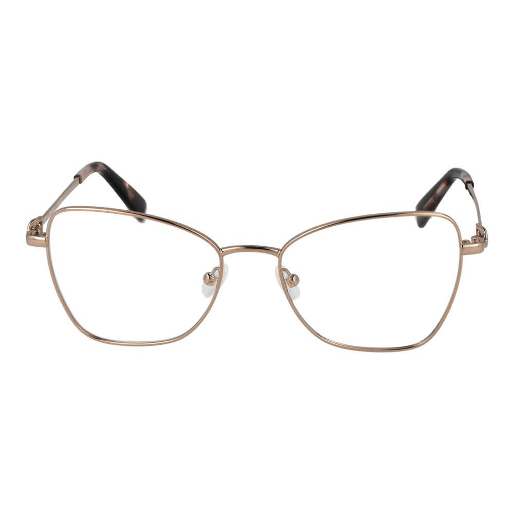 Gold Metal Glasses (Frames)Gender Women Main color Gold Frame color Gold Frame material Metal Rim Style Full-Rim Lenses Color Demo glasses Lenses Material Plastic Lenses Effect No Extra Lenses width 52 Size 52-17-140 Lenses Height 44 Bridge width 17 Frame