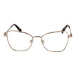 Gold Metal Glasses (Frames)Gender Women Main color Gold Frame color Gold Frame material Metal Rim Style Full-Rim Lenses Color Demo glasses Lenses Material Plastic Lenses Effect No Extra Lenses width 52 Size 52-17-140 Lenses Height 44 Bridge width 17 Frame