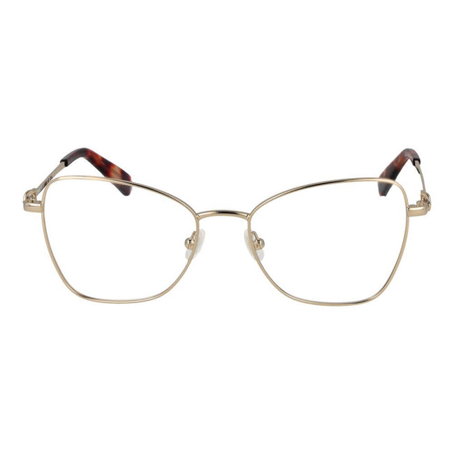 Gold Metal Glasses (Frames)Gender Women Main color Gold Frame color Gold Frame material Metal Rim Style Full-Rim Lenses Color Demo glasses Lenses Material Plastic Lenses Effect No Extra Lenses width 52 Size 52-17-140 Lenses Height 44 Bridge width 17 Frame
