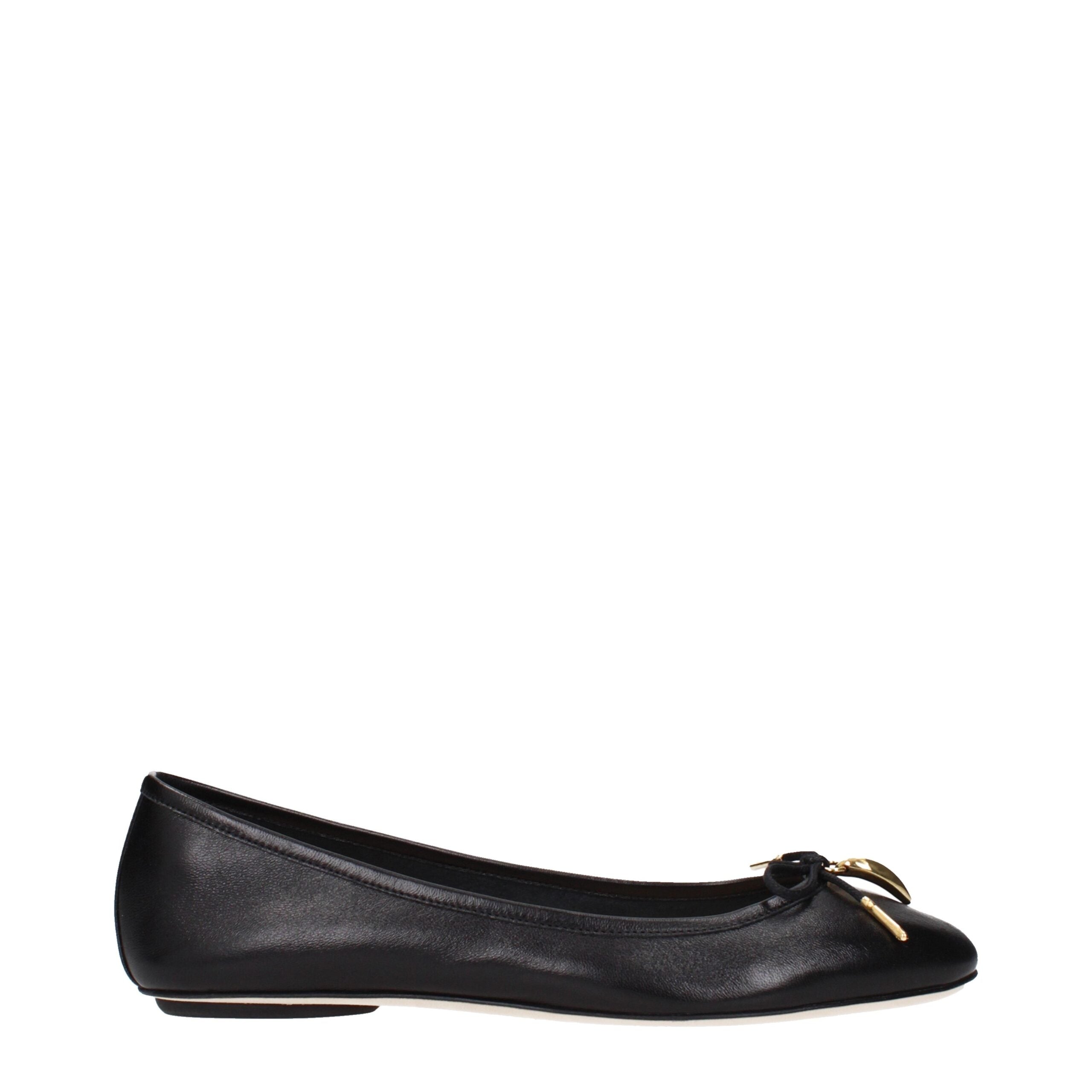 Schwarze Ballerinas aus Leder mit Detail auf der Vorderseite von Chloé