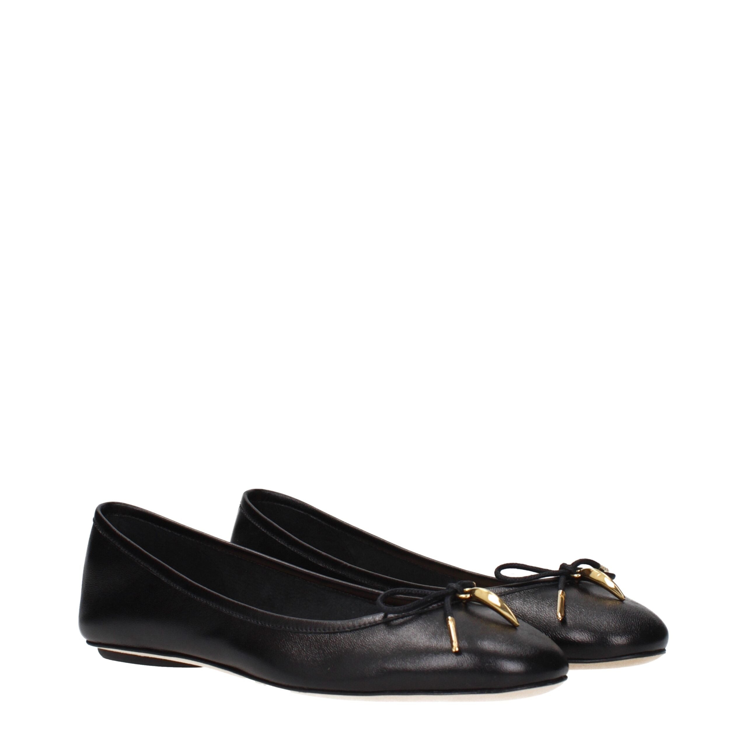Schwarze Ballerinas aus Leder mit Detail auf der Vorderseite von Chloé