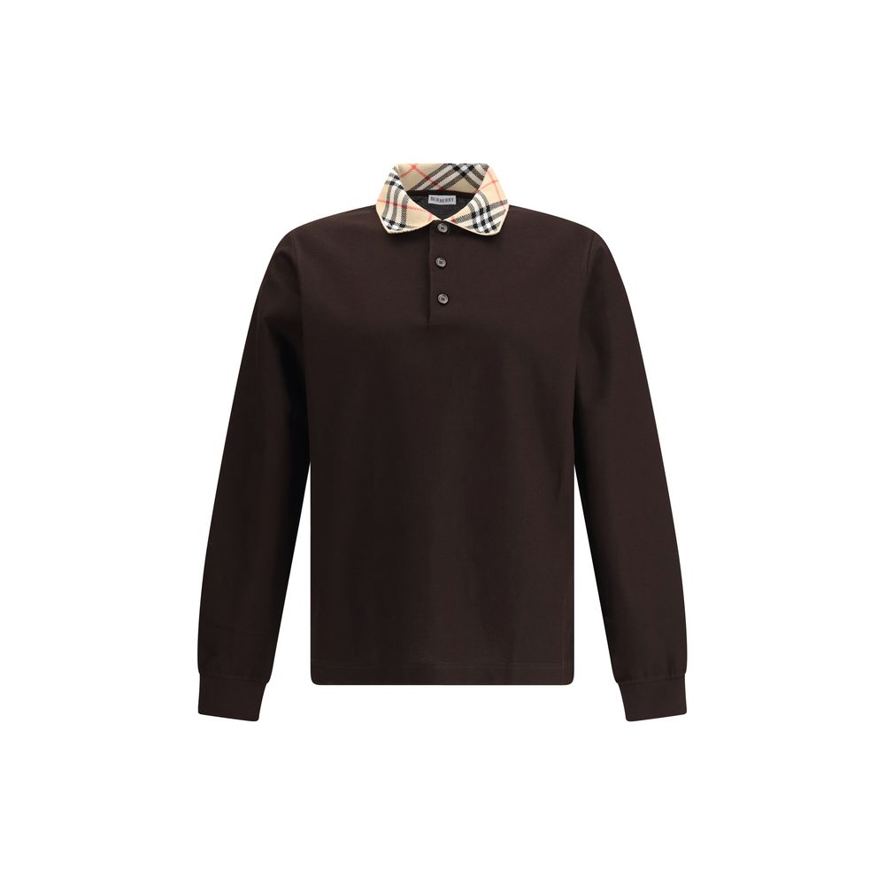 Brown Cotton Polo ShirtPiqué polo by Burberry balances comfort and refinement. The knitted collar with the iconic Burberry Check motif adds a distinctive touch, while the three-button front closure, ribbed cuffs, and side slits at the hem make the piece v