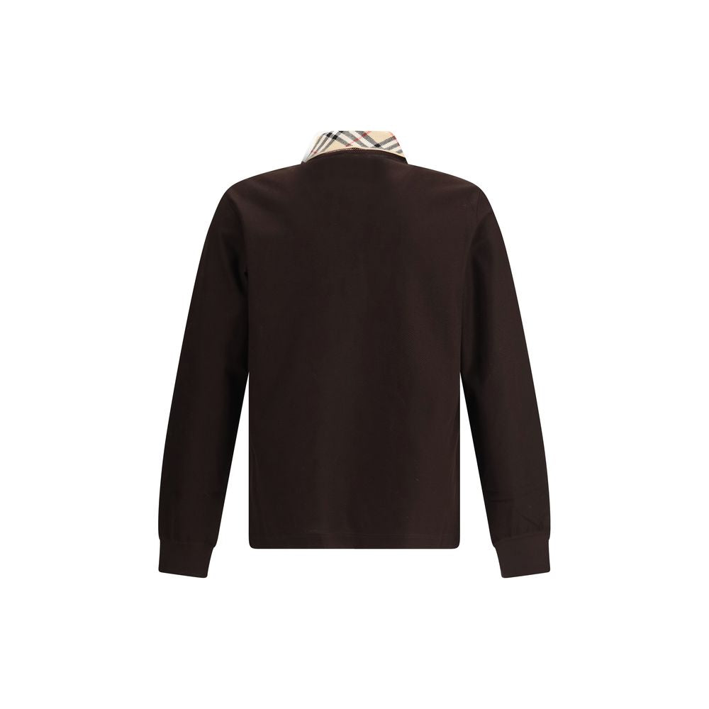 Brown Cotton Polo ShirtPiqué polo by Burberry balances comfort and refinement. The knitted collar with the iconic Burberry Check motif adds a distinctive touch, while the three-button front closure, ribbed cuffs, and side slits at the hem make the piece v