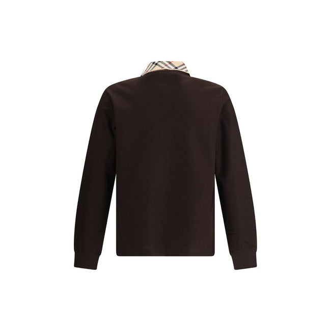 Brown Cotton Polo ShirtPiqué polo by Burberry balances comfort and refinement. The knitted collar with the iconic Burberry Check motif adds a distinctive touch, while the three-button front closure, ribbed cuffs, and side slits at the hem make the piece v