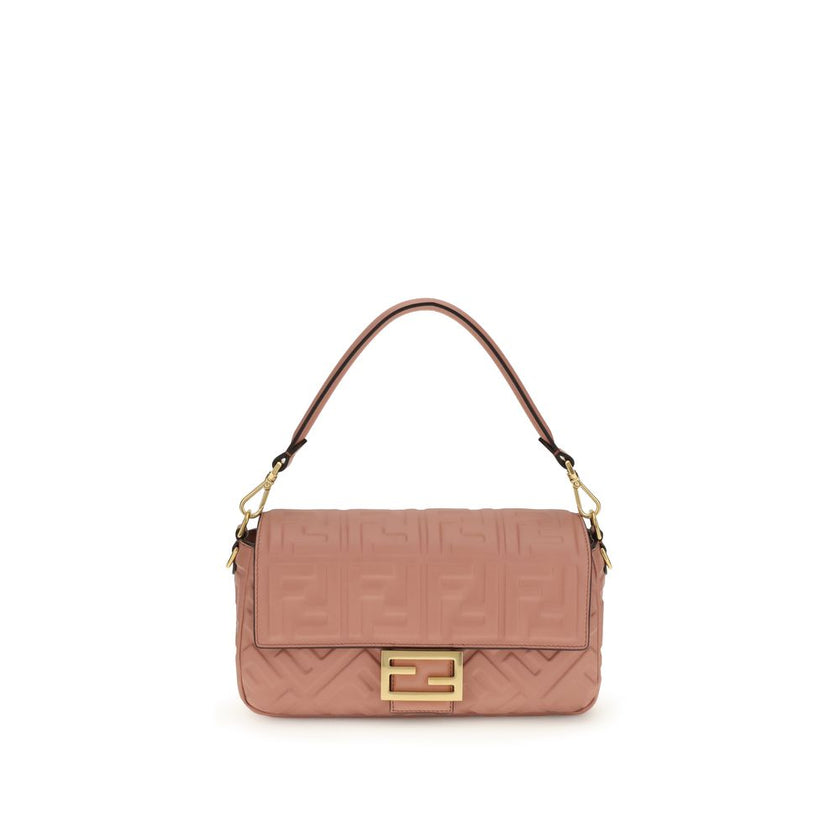 Multicolor Calf Leather Bos Taurus Shoulder BagThe Fendi Baguette Bag is crafted from pink calfskin leather with an embossed FF motif. It features a flap with magnetic closure and FF logo, a tone-on-tone nappa leather-lined interior with zip pocket, and v