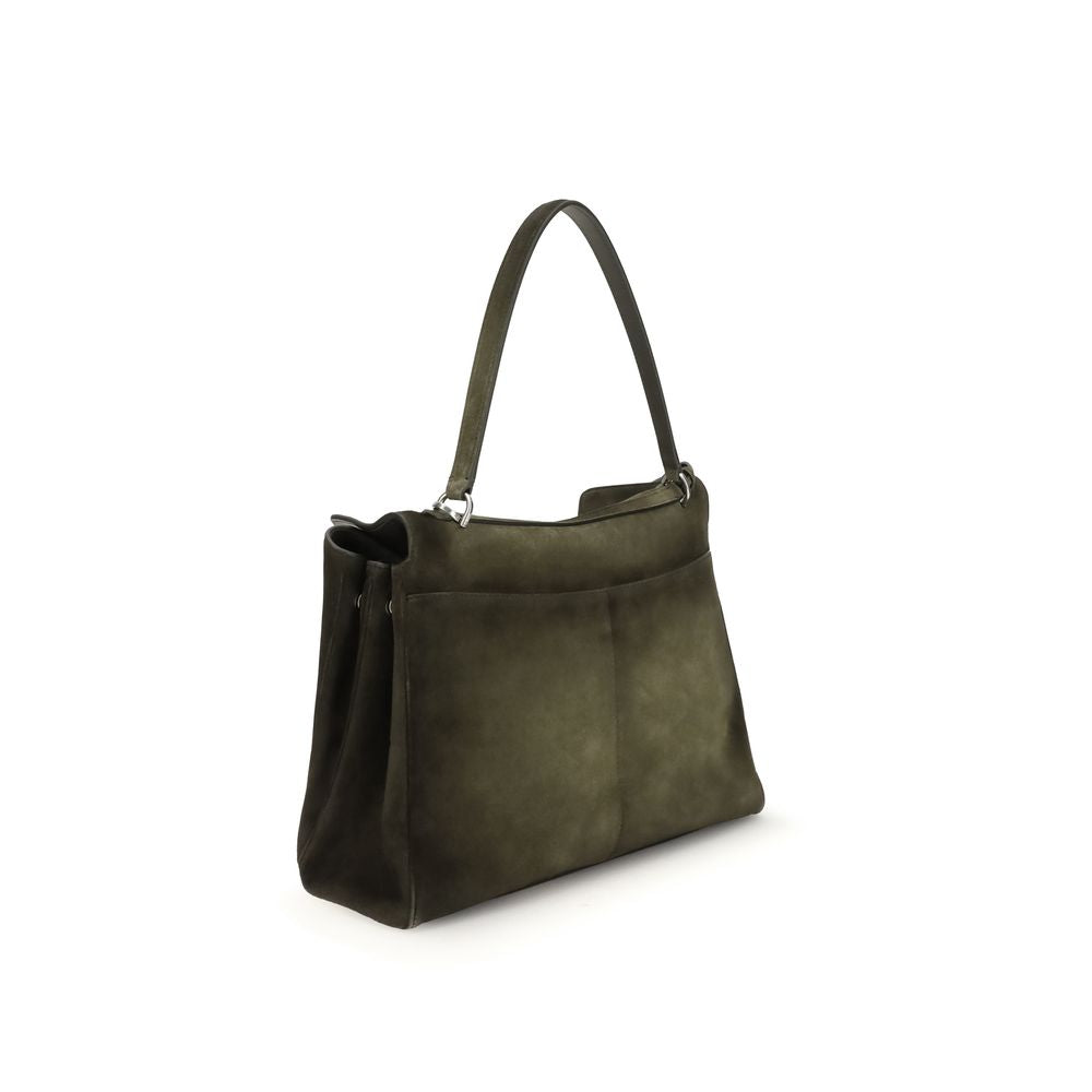 Green Calf Leather Bos Taurus Shoulder BagThe Medium Rodeo Bag by Balenciaga blends sophistication and practicality with its combination of waxed suede calfskin and smooth leather. It features a top handle and a detachable shoulder strap for versatile car