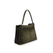 Green Calf Leather Bos Taurus Shoulder BagThe Medium Rodeo Bag by Balenciaga blends sophistication and practicality with its combination of waxed suede calfskin and smooth leather. It features a top handle and a detachable shoulder strap for versatile car