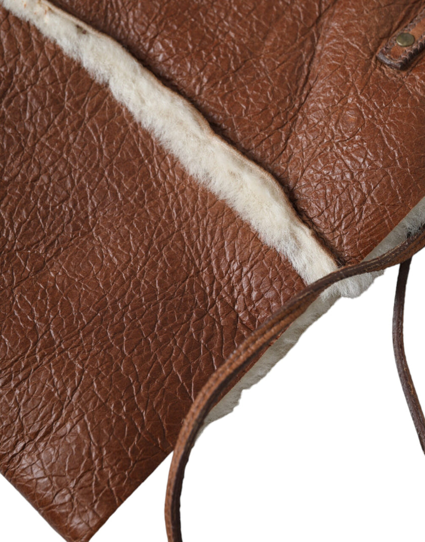 Brown Leather Fur Inner Lining Neck Strap WinterFleece HandwarmerMIU MIU Gorgeous brand new, 100% Authentic MIU MIU handwarmer, crafted in supple brown leather and lined with soft fur for exceptional warmth. Designed with a winter-ready fleece interior an