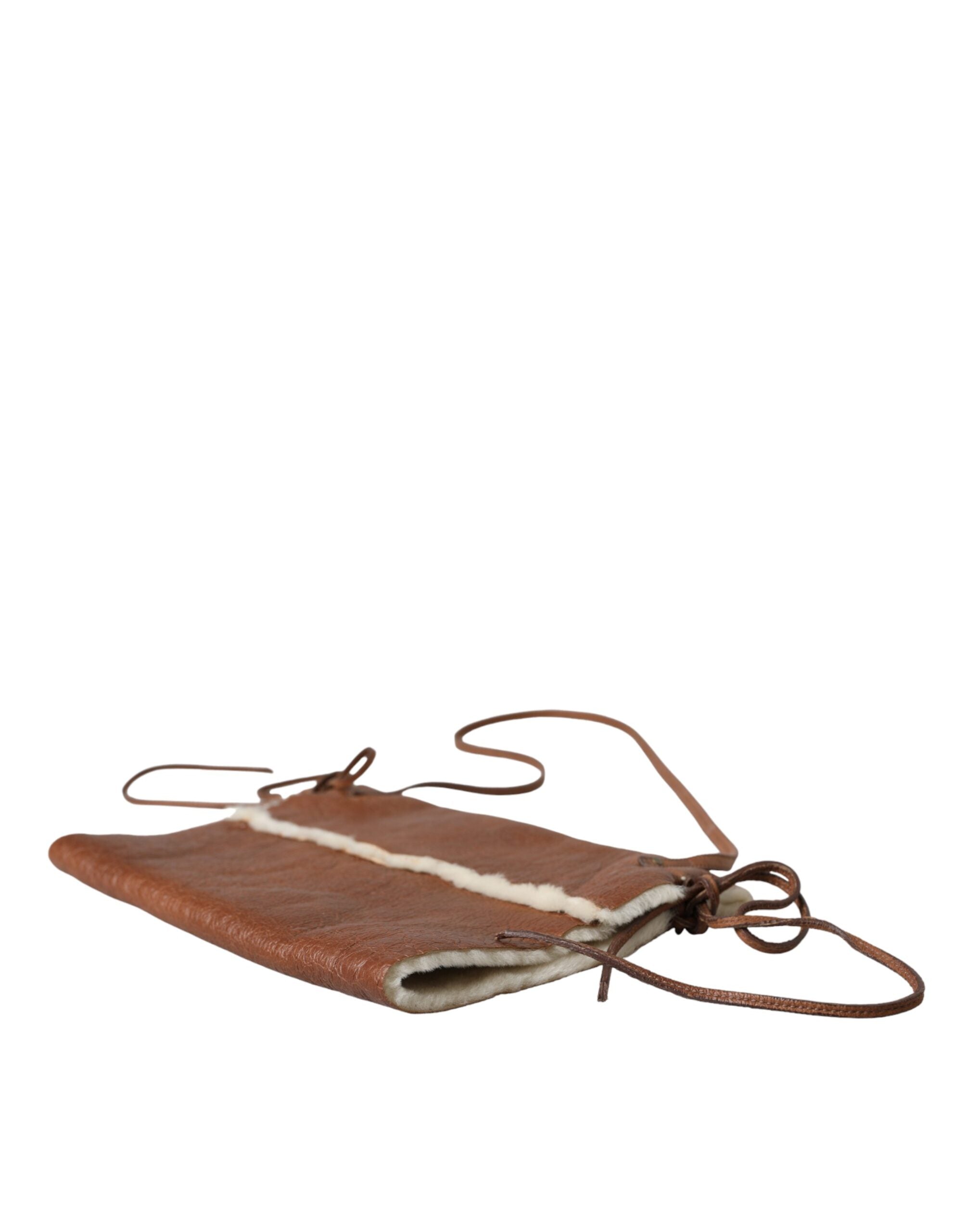 Brown Leather Fur Inner Lining Neck Strap WinterFleece HandwarmerMIU MIU Gorgeous brand new, 100% Authentic MIU MIU handwarmer, crafted in supple brown leather and lined with soft fur for exceptional warmth. Designed with a winter-ready fleece interior an