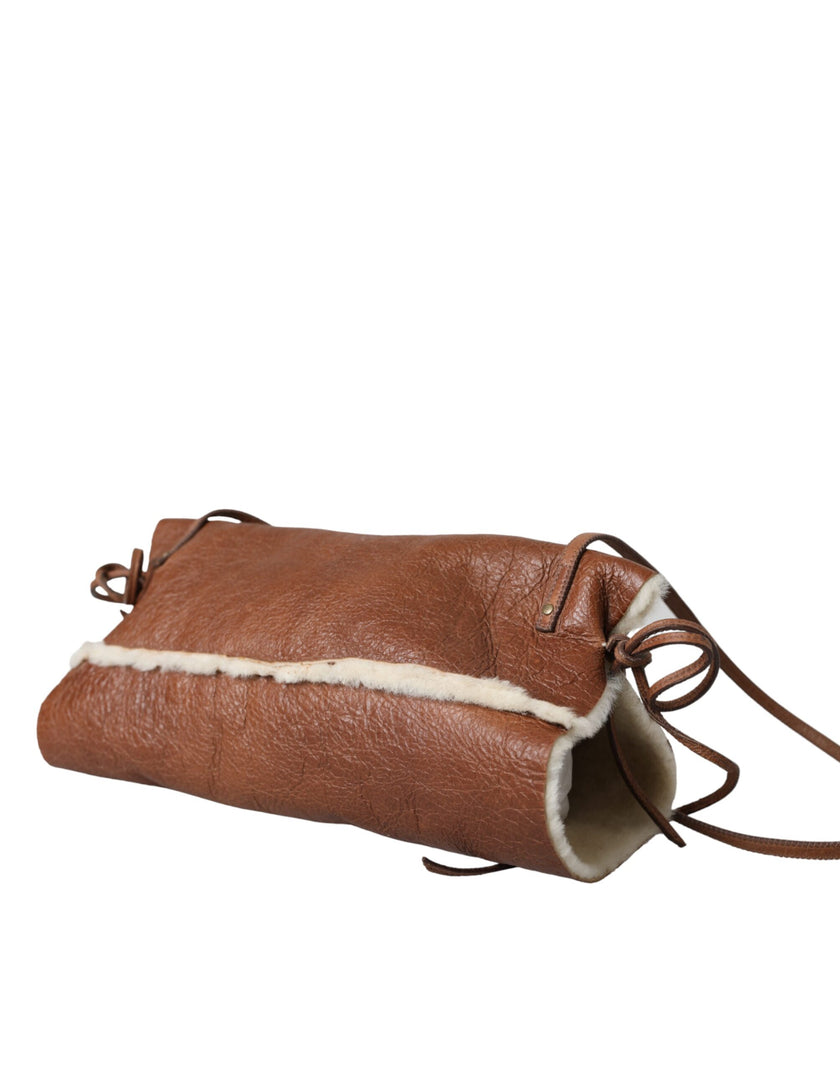 Brown Leather Fur Inner Lining Neck Strap WinterFleece HandwarmerMIU MIU Gorgeous brand new, 100% Authentic MIU MIU handwarmer, crafted in supple brown leather and lined with soft fur for exceptional warmth. Designed with a winter-ready fleece interior an