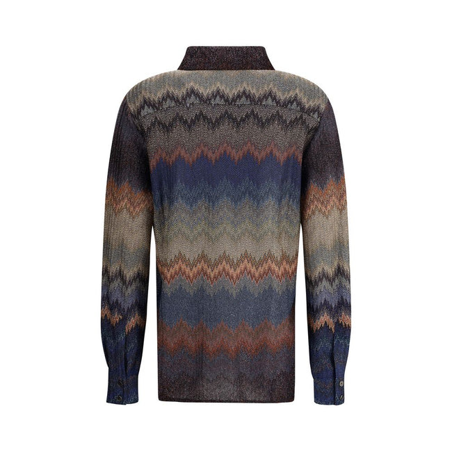 Multicolor Viscose Pattern ShirtThe viscose snake pattern Shirt by Missoni is a long-sleeved garment with bold, contemporary elegance. Crafted from viscose with lamé filaments, it features a refined raschel fabrication that creates the iconic snake motif,