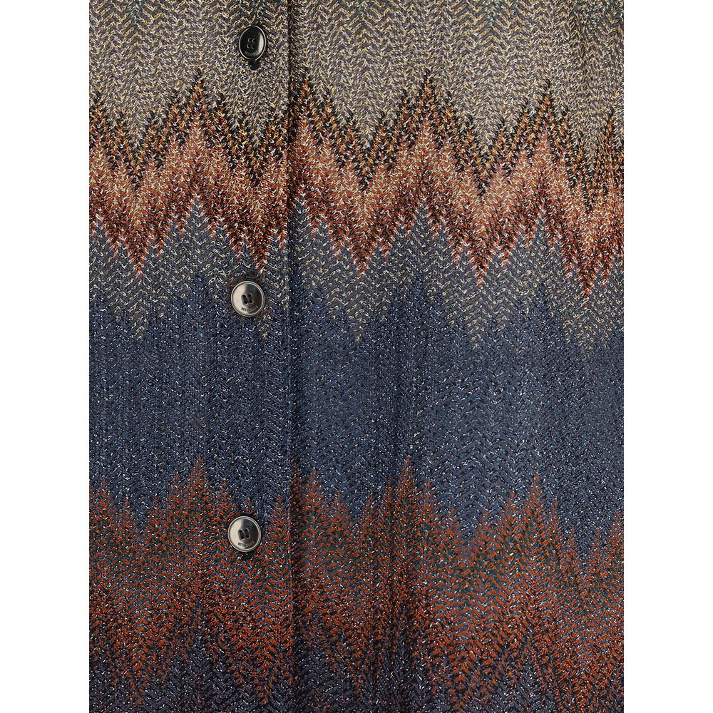 Multicolor Viscose Pattern ShirtThe viscose snake pattern Shirt by Missoni is a long-sleeved garment with bold, contemporary elegance. Crafted from viscose with lamé filaments, it features a refined raschel fabrication that creates the iconic snake motif,