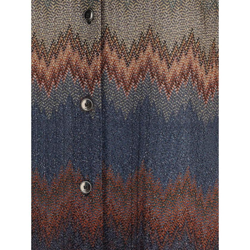 Multicolor Viscose Pattern ShirtThe viscose snake pattern Shirt by Missoni is a long-sleeved garment with bold, contemporary elegance. Crafted from viscose with lamé filaments, it features a refined raschel fabrication that creates the iconic snake motif,