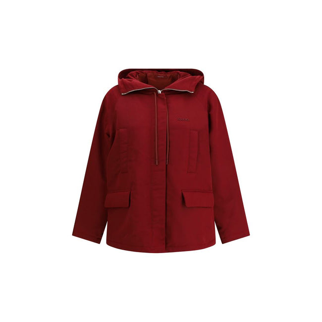 Bordeaux Polyester Shell JacketThe Gucci Red Polyester faille Jacket combines functionality with contemporary style. Featuring a fixed hood with zip and drawcord, four front pockets, adjustable elastic hem, and padding, it provides comfort and protection.