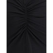 Black Viscose Cocktail DressThe Jacquemus fitted Dress in stretch crêpe features cap sleeves, a high neckline, and ruched detailing at the back. With an invisible zip closure and floor-length silhouette, it offers a slim and elegant fit, perfect for forma