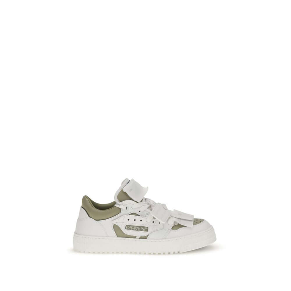 White Leather Low Top SneakersThe Low Top 3.0 Off Court Sneakers by Off-White are crafted from white leather and represent a perfect blend of street style and the brand’s iconic details. They feature a low-top silhouette with a round toe, perforated detai