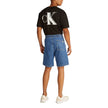 Blue Cotton Bermuda ShortsDiscover the Calvin Klein Jeans PULL ON RELAXED DENIM J30J327517 men’s bermuda shorts, a perfect addition to your summer wardrobe. Made with a blend of 62% cotton, 20% recycled cotton, and 18% lyocell, these shorts offer exceptio