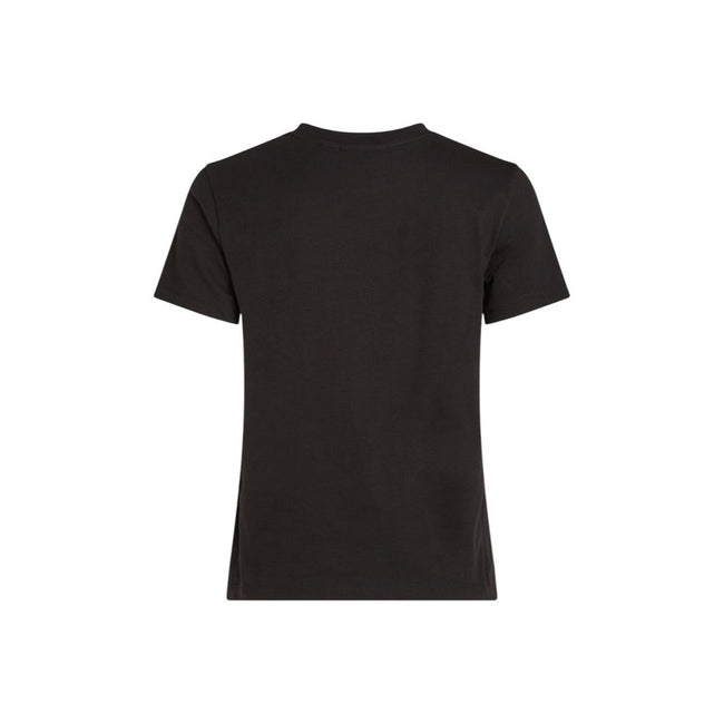Black Recycled Cotton T-ShirtDiscover the Calvin Klein Jeans WOVEN LABEL REGULAR short-sleeve t-shirt for women, an essential piece for your wardrobe. Made from 100% recycled cotton, this t-shirt provides a soft and comfortable feel against the skin. The
