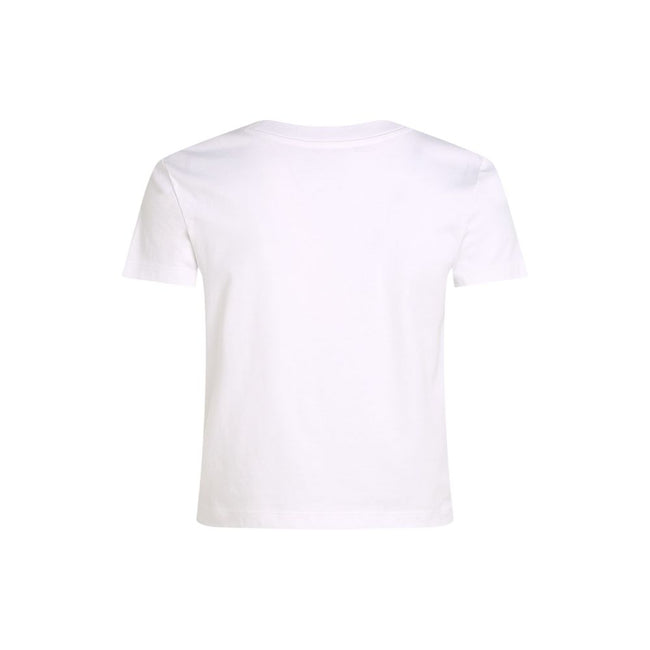 White Recycled Cotton T-ShirtDiscover the short-sleeve women’s t-shirt by Calvin Klein Jeans, a clothing item that combines style and sustainability. Made from 100% recycled cotton, this t-shirt is perfect for those looking for a casual yet refined look.