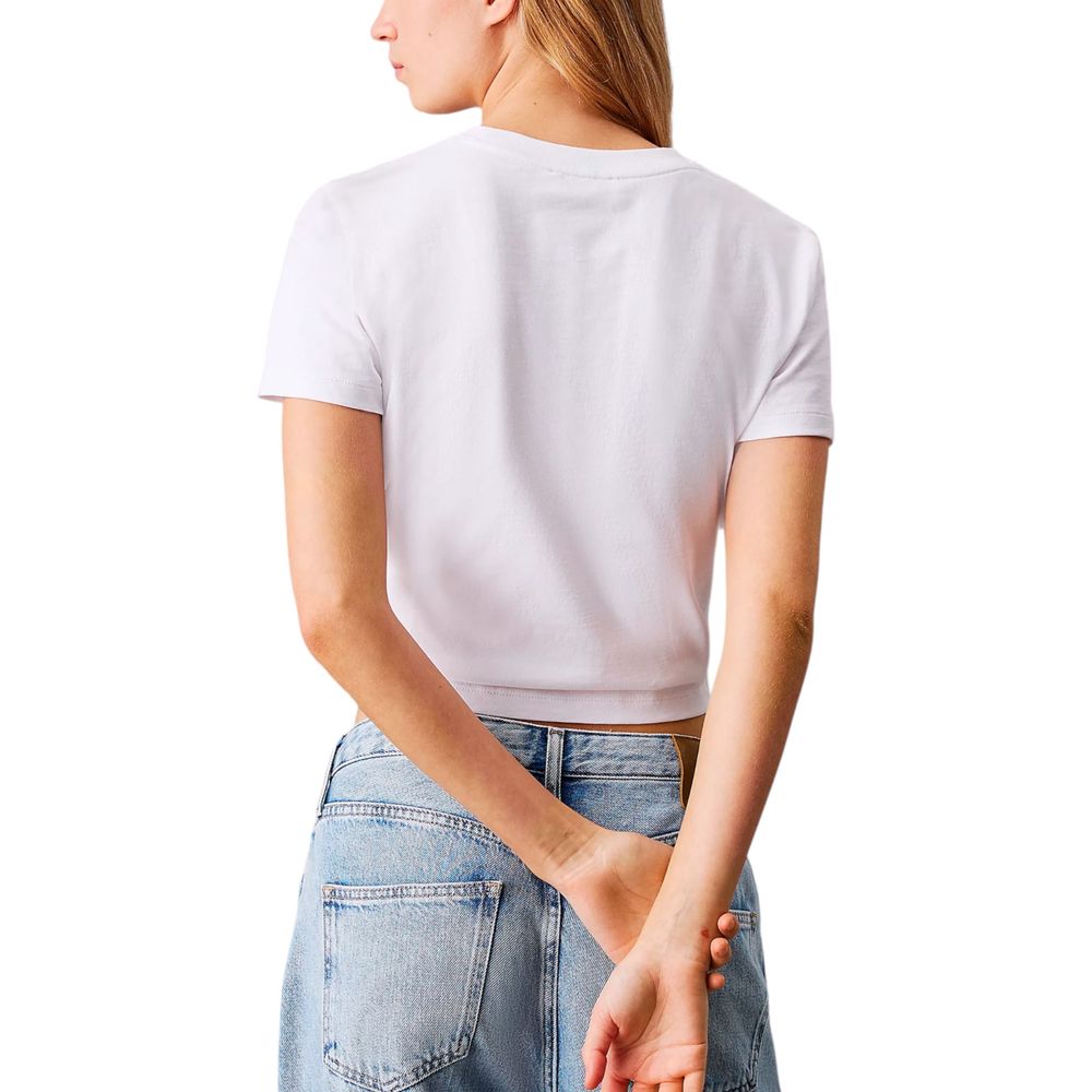 White Recycled Cotton T-ShirtDiscover the Calvin Klein Jeans PLACED INSTITUTIONAL J20J225524 short sleeve t-shirt for women, made from 100% recycled cotton for exceptional comfort and a perfect fit. This model features a minimalist design with the Calvin