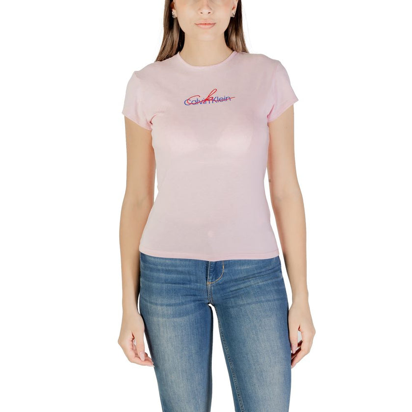 Multicolor Recycled Cotton T-ShirtDiscover the short-sleeve t-shirt for women by Calvin Klein Jeans, an essential piece for your summer wardrobe. Made with a composition of 95% recycled cotton and 5% elastane, this t-shirt offers a comfortable fit and exc