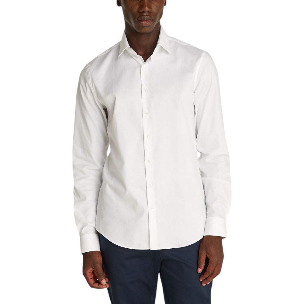 White Cotton ShirtDiscover the Calvin Klein TONAL STRUCTURE long-sleeve shirt for men, an essential piece for the male wardrobe. Made with a careful blend of 52% cotton, 44% polyester, and 4% elastane/lycra, this shirt offers a comfortable fit and a soft