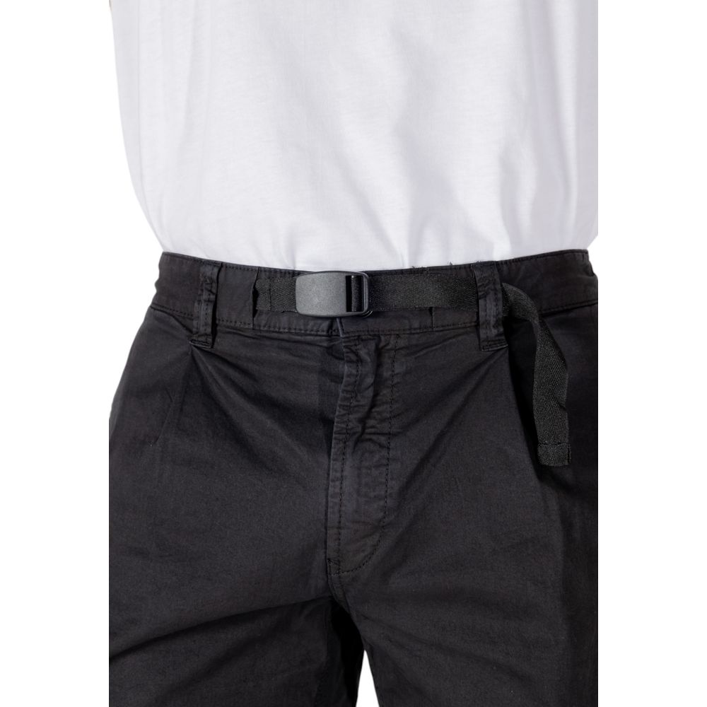 Black Cotton Bermuda Shorts with Side Pockets