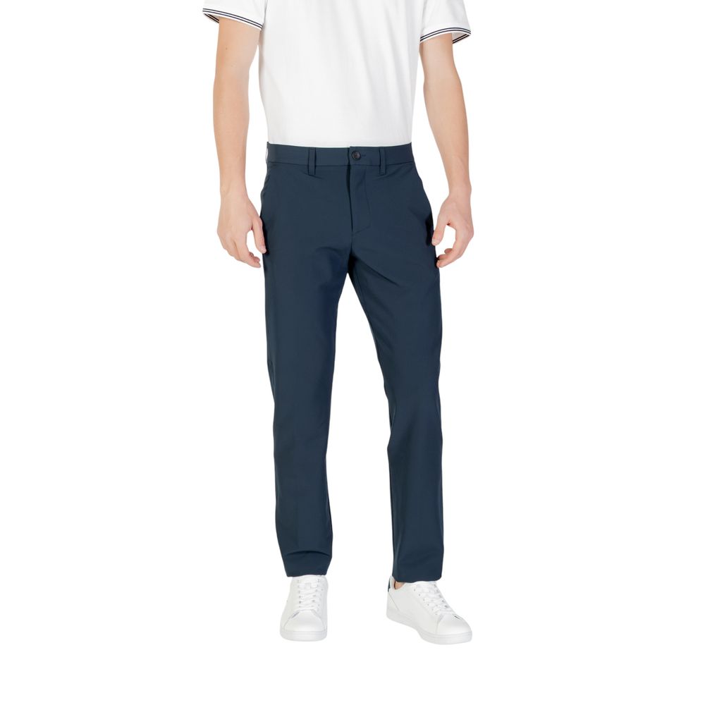 Blue Polyester Skinny PantsThe Boss T_Commuter-Slim men’s slim pants are the perfect choice for those seeking a balance between style and comfort. Made from a blend of 95% polyester and 5% elastane/lycra, these pants offer a tailored fit that perfectly co