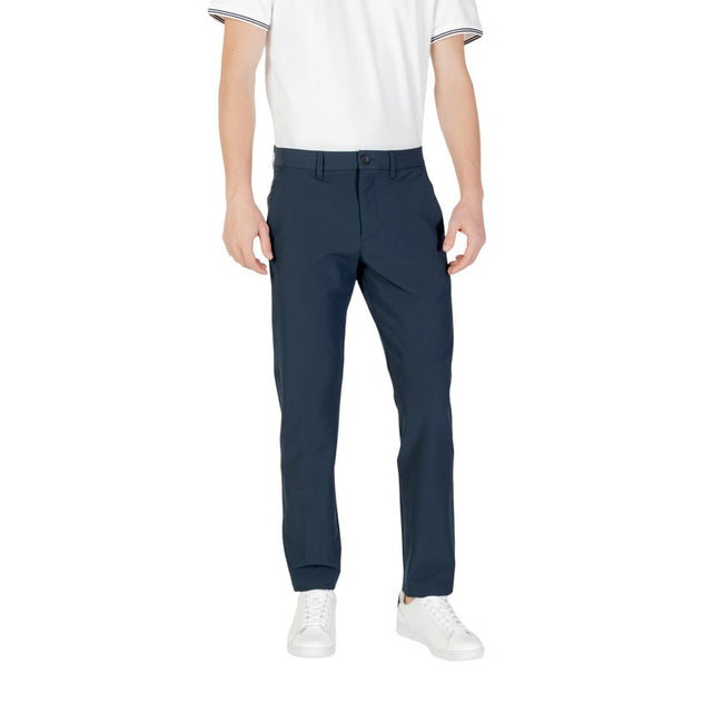 Blue Polyester Skinny PantsThe Boss T_Commuter-Slim men’s slim pants are the perfect choice for those seeking a balance between style and comfort. Made from a blend of 95% polyester and 5% elastane/lycra, these pants offer a tailored fit that perfectly co
