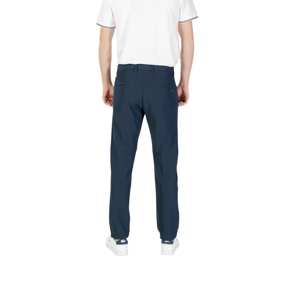 Blue Polyester Skinny PantsThe Boss T_Commuter-Slim men’s slim pants are the perfect choice for those seeking a balance between style and comfort. Made from a blend of 95% polyester and 5% elastane/lycra, these pants offer a tailored fit that perfectly co