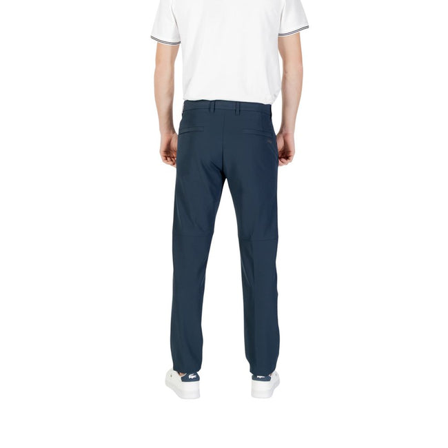 Blue Polyester Skinny PantsThe Boss T_Commuter-Slim men’s slim pants are the perfect choice for those seeking a balance between style and comfort. Made from a blend of 95% polyester and 5% elastane/lycra, these pants offer a tailored fit that perfectly co