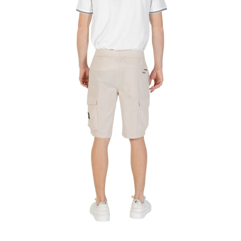 Beige Polyester Bermuda ShortsDiscover the Boss S_Urbanex-Cargo men’s bermuda shorts, made from 100% polyester for lightweight comfort. These shorts feature practical side pockets, making them ideal for a casual and functional look. The elastic waistband