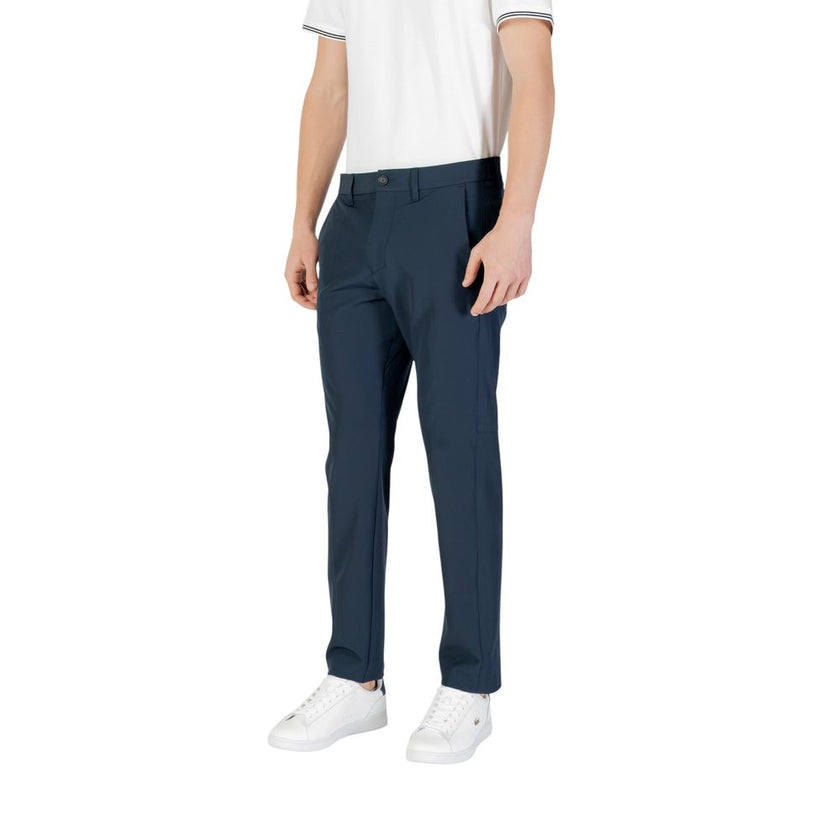 Blue Polyester Skinny PantsThe Boss T_Commuter-Slim men’s slim pants are the perfect choice for those seeking a balance between style and comfort. Made from a blend of 95% polyester and 5% elastane/lycra, these pants offer a tailored fit that perfectly co