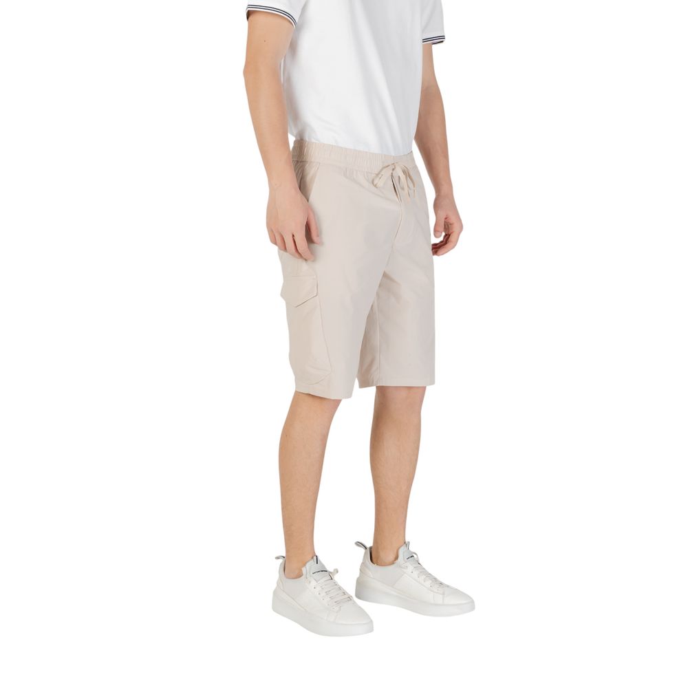 Beige Synthetic Bermuda Shorts with Pockets