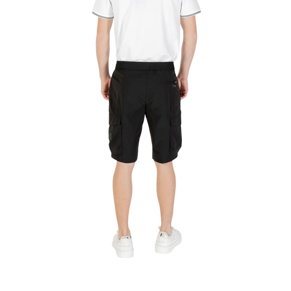 Black Polyester Bermuda ShortsDiscover the Boss S_Urbanex-Cargo men’s bermuda shorts, made from 100% polyester for lightweight comfort. These shorts feature practical side pockets, making them ideal for a casual and functional look. The elastic waistband