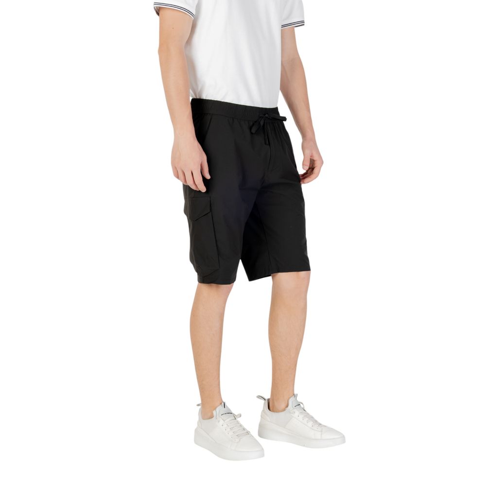 Black Polyester Bermuda ShortsDiscover the Boss S_Urbanex-Cargo men’s bermuda shorts, made from 100% polyester for lightweight comfort. These shorts feature practical side pockets, making them ideal for a casual and functional look. The elastic waistband